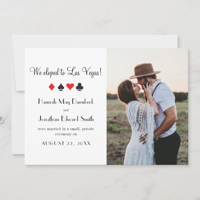 Las Vegas Photo Elopement Announcement Red Black (Front)