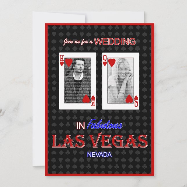 Las Vegas Photo Wedding Invitation - King & Queen (Front)