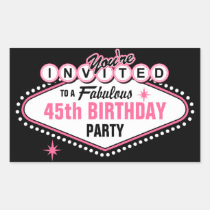 Las Vegas Pink Invitation Rectangular Sticker