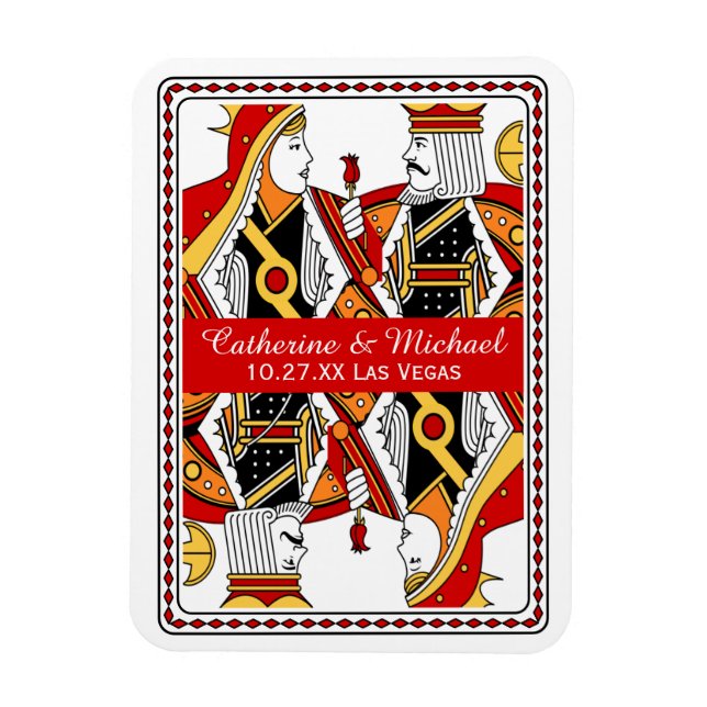 Las Vegas Playing Card King & Queen Save The Date Magnet (Vertical)
