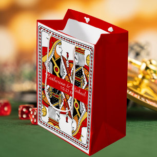 Las Vegas Playing Card King & Queen Wedding Favour Medium Gift Bag