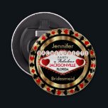 Las Vegas Poker Chip - Bachelorette Party Bottle Opener<br><div class="desc">Bottle Opener. Makes a great party gift for your bridesmaid, maid of honour, etc... Ready to have the time of your life, celebrate with this unique Las Vegas party theme design. Make memories at your Bachelorette Party that will last forever... .just customise with the name and date and add your...</div>