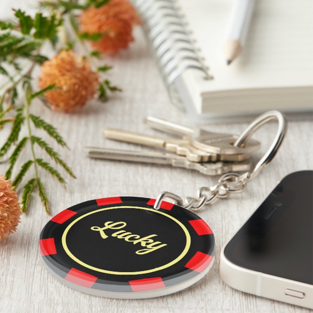 Las Vegas poker chip marker custom round acrylic Key Ring (Front Right)