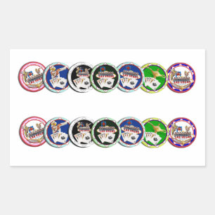 Las Vegas Poker Chip Rows Rectangular Sticker