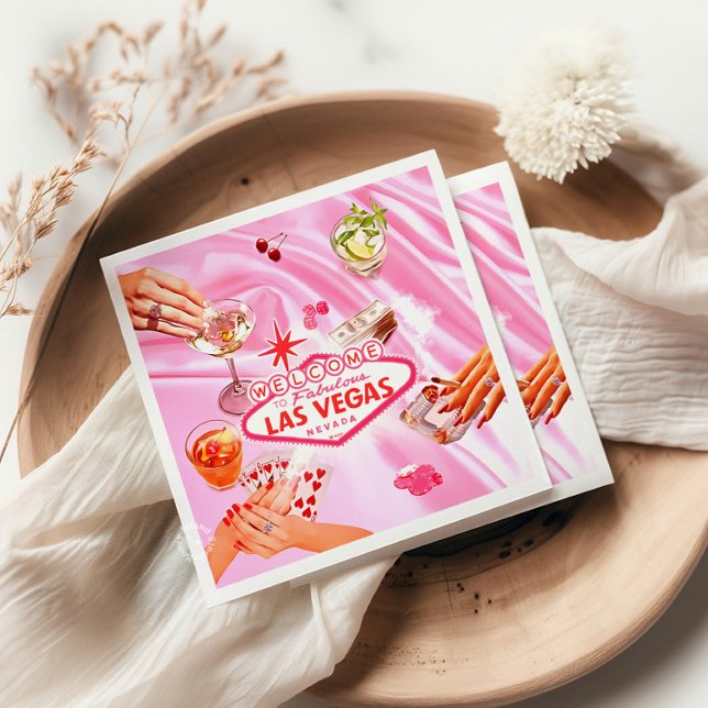 Las Vegas Poker Girls Night Out Pink Napkin (Creator Uploaded)