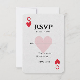 Las Vegas Queen of Hearts Playing RSVP Card