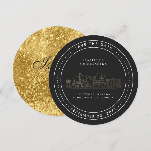 Las Vegas | Quinceañera Save the Date Invitation (Front/Back)