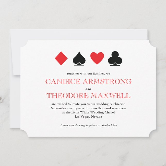 Las Vegas Red Black Card Suits Wedding Invitation (Front)