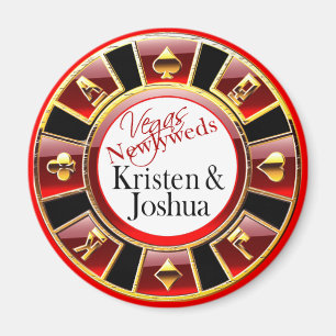 Las Vegas Red Black Gold Casino Chip Magnet Favour