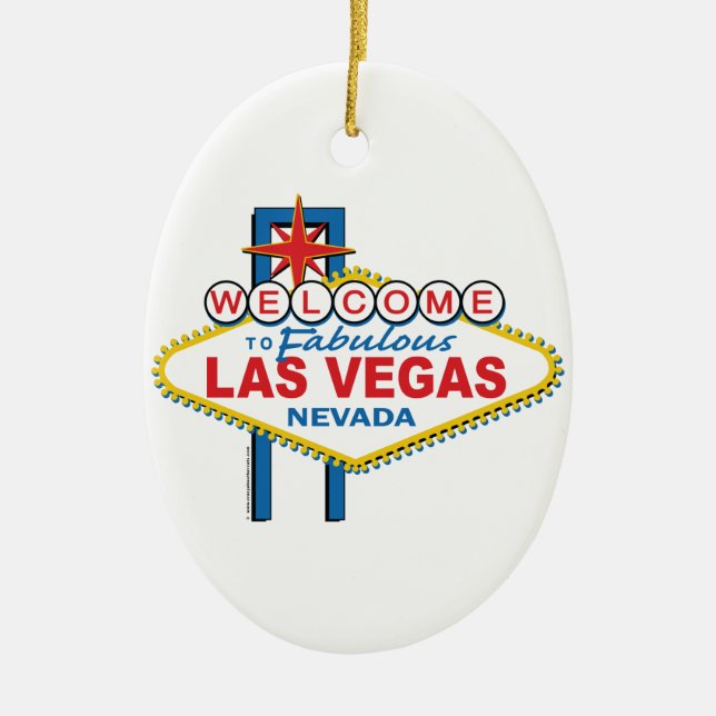 Las Vegas Retro Sign Ceramic Tree Decoration (Front)