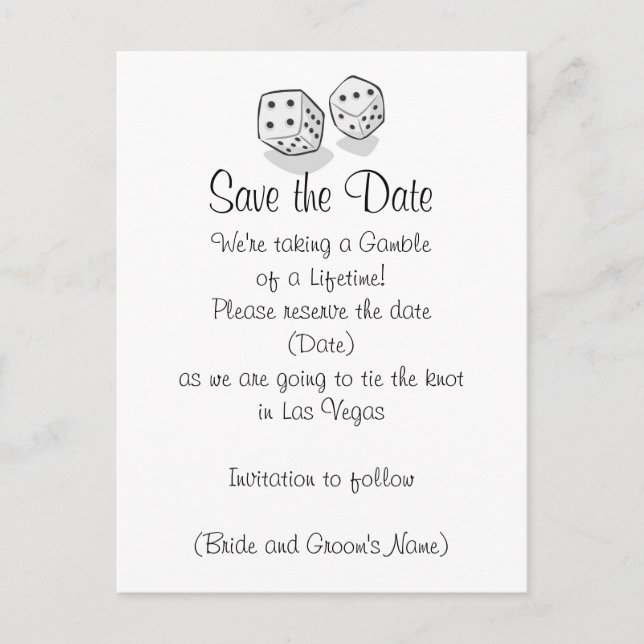Las Vegas Save the Date Announcement Postcard (Front)