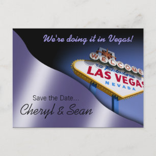 Las Vegas Save The Date (metallic lilac) Announcement Postcard