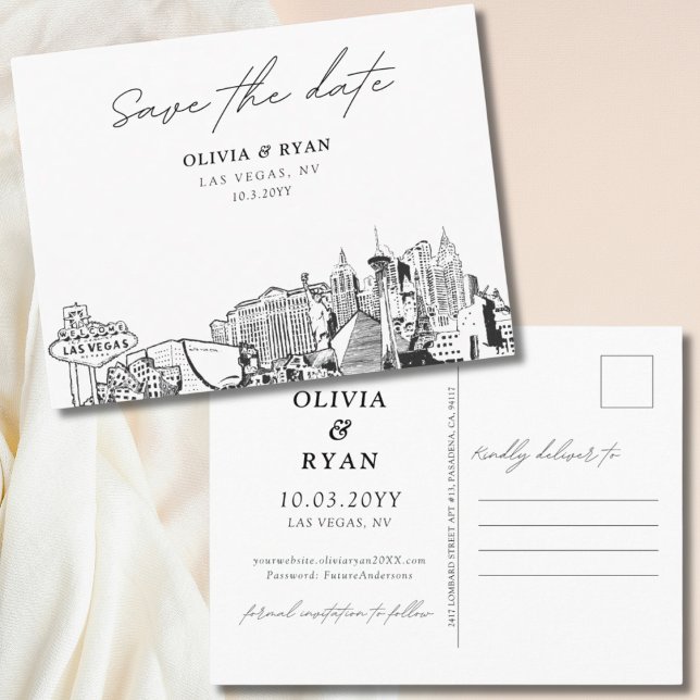 Las Vegas Save the Date Postcard Elegant Wedding (Las Vegas Save the Date Postcard Elegant Wedding)