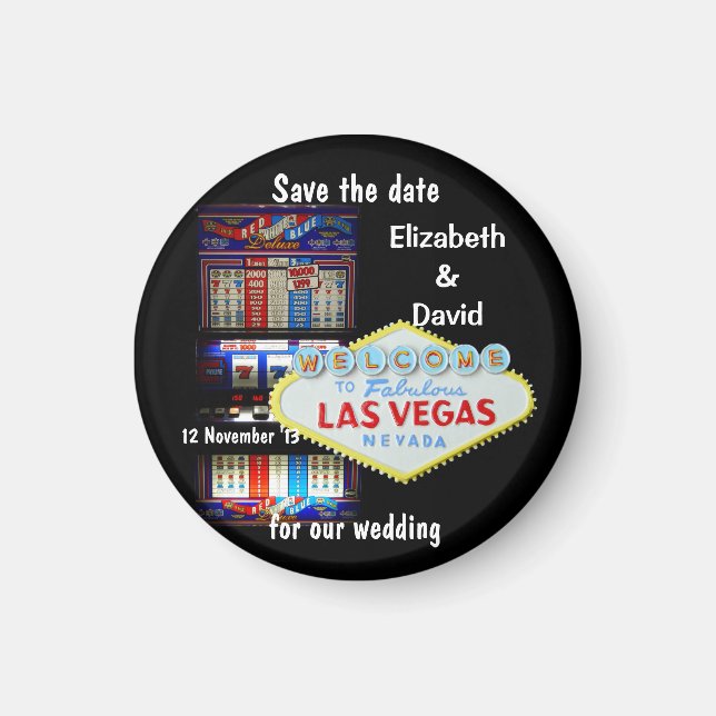Las Vegas Save the Date Slot Machine Magnet (Front)