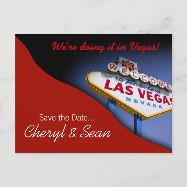 Las Vegas Save The Date (tomato red) Announcement Postcard (Front)