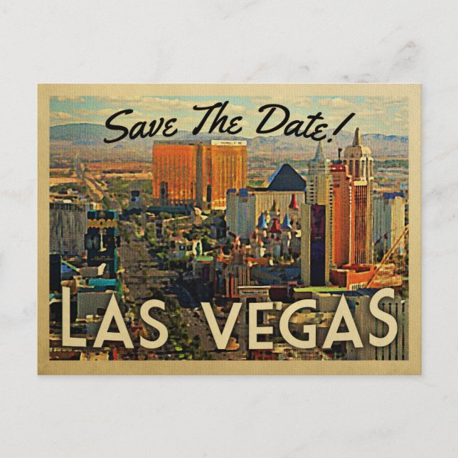 Las Vegas Save The Date Vintage Postcards (Front)