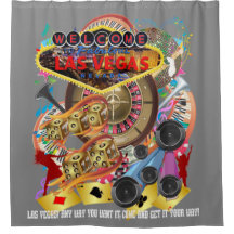 Las Vegas Shower Curtain Collection Grey
