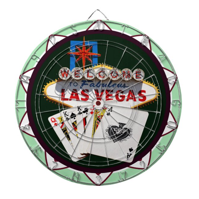 Las Vegas Sign And Two Kings Poker Chip Dartboard (Front)