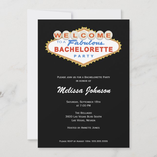 Las Vegas Sign Bachelorette Party Invitation (Front)