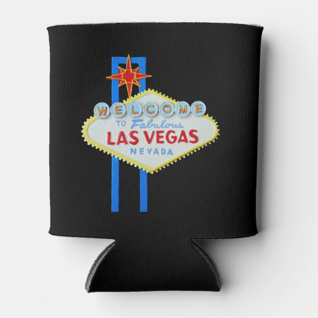 Las Vegas Sign black Can Cooler (Front)