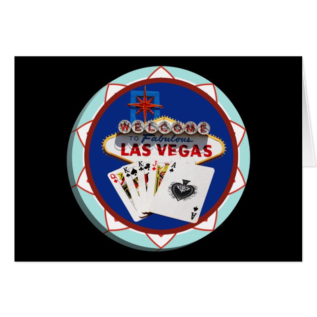 Las Vegas Sign & Cards Poker Chip (Front Horizontal)