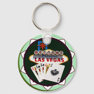 Las Vegas Sign & Cards Poker Chip Key Ring