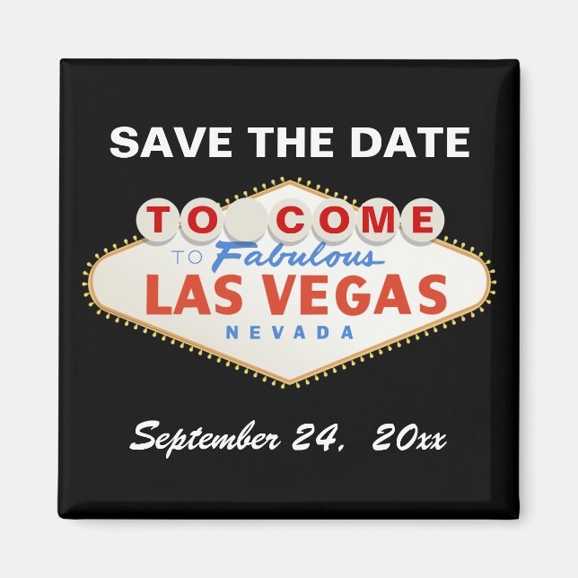 Las Vegas sign contemporary wedding Save the Date Magnet (Front)