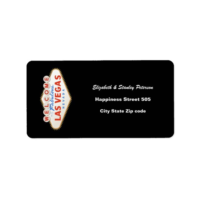 Las Vegas sign destination wedding address label (Front)