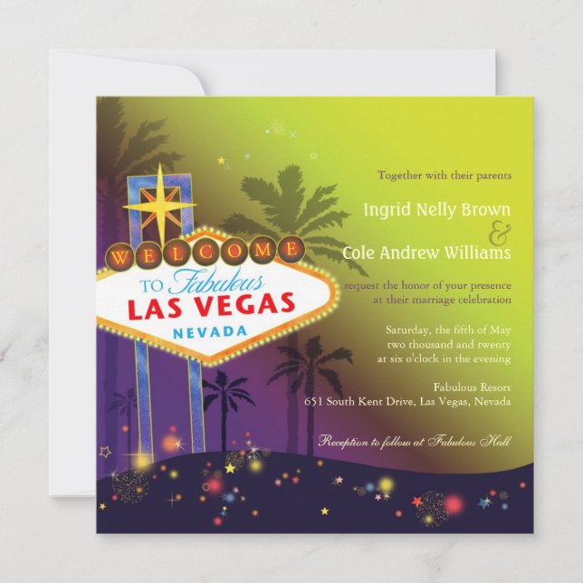 Las Vegas Sign Destination Wedding Invitation (Front)