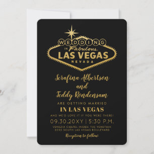 Las Vegas Sign in Gold Wedding Invitation
