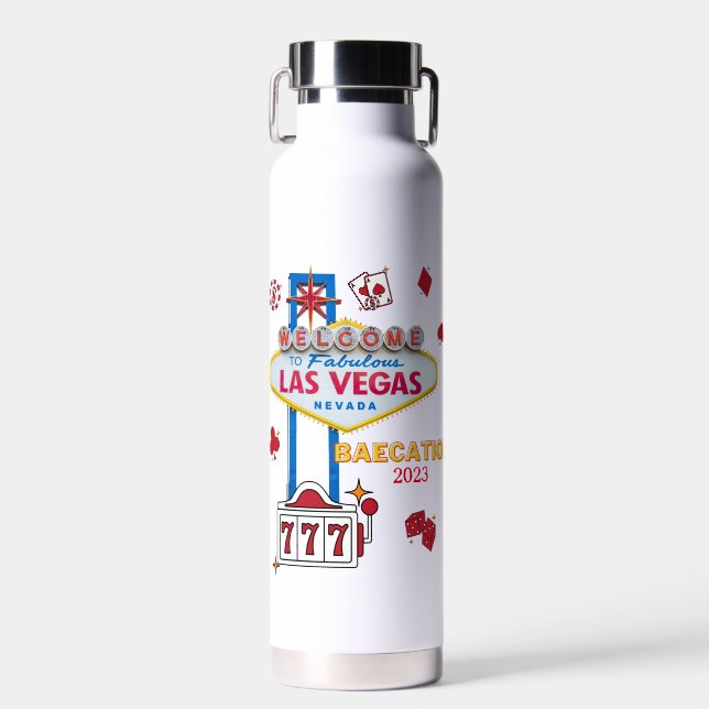 Las Vegas Sign Nevada Baecation  Water Bottle (Front)