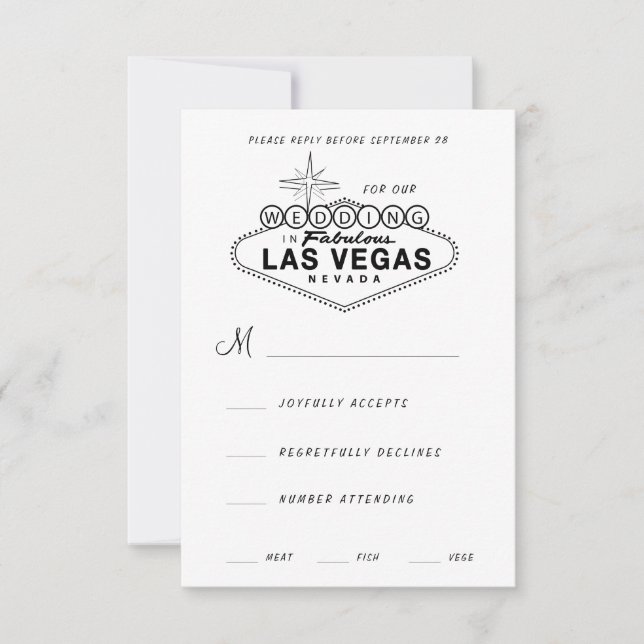 Las Vegas Sign Retro Wedding RSVP Card (Front)