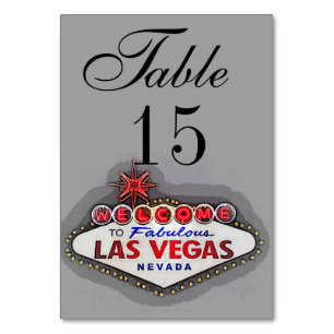 Las Vegas Sign Silver Grey Table Number