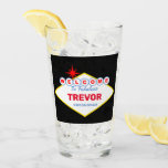 Las Vegas Sign Special Event Glass<br><div class="desc">It's Vegas,  Baby!... or maybe just poker night once the kids go to bed. Either way,  add some swag to a special someone's day with this Vegas themed glass! Customise with any Name and Title.</div>