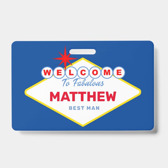 Las Vegas Sign VIP Pass Bachelor Party Invitation ID Badge (Front)
