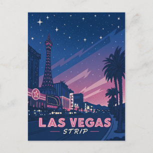 Las Vegas Skyline and Eiffel Tower View Postcard