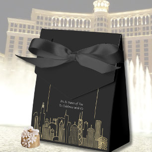 Las Vegas Skyline Black Gold Elegant Wedding Favour Box