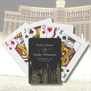 Las Vegas Skyline Black Gold White Casino Playing Cards