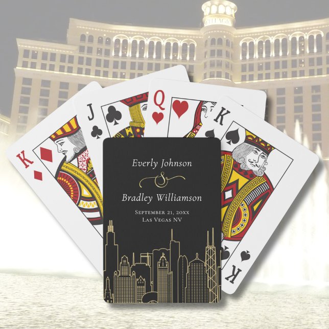 Las Vegas Skyline Black Gold White Casino   Playing Cards (Creator Uploaded)