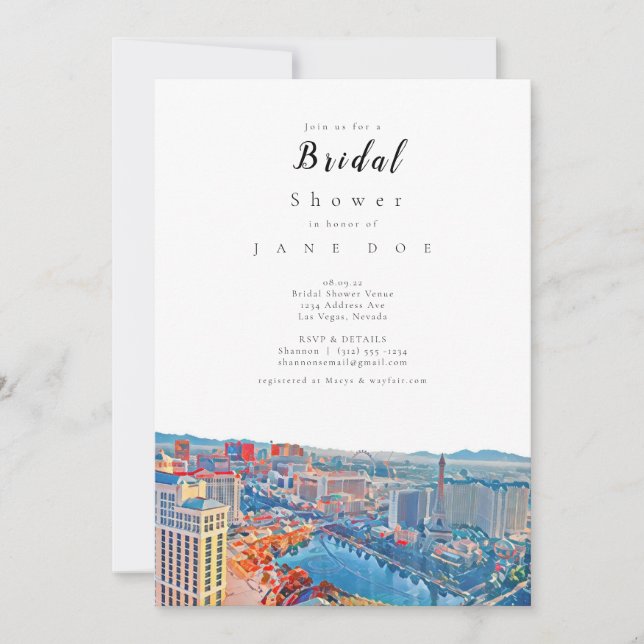 Las Vegas Skyline Bridal Shower Invitation (Front)