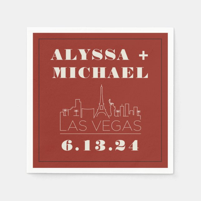 Las Vegas Skyline Casino Wedding  Napkin (Front)