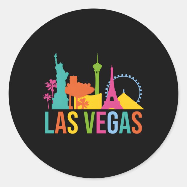 Las Vegas Skyline Cityscape City Metropole Classic Round Sticker (Front)
