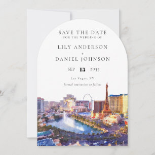 Las Vegas Skyline Elegant Watercolor Wedding Arch Save The Date