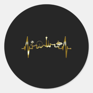 Las Vegas Skyline Heartbeat I Love Nevada Usa Las  Classic Round Sticker