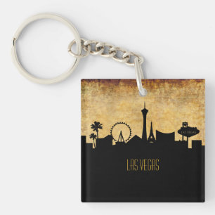 Las Vegas Skyline in a Vintage Grunge Style Key Ring