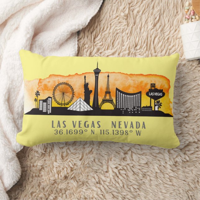 Las Vegas Skyline Latitude  Lumbar Pillow (Blanket)