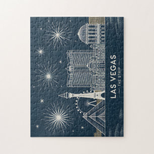 Las Vegas Skyline Minimalist Line Art Cityscape Jigsaw Puzzle