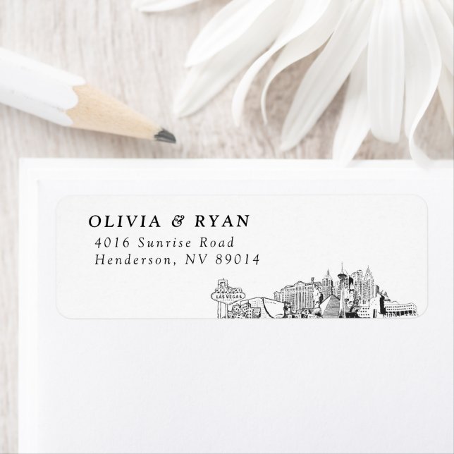 Las Vegas Skyline Modern Return Address Labels (Insitu)
