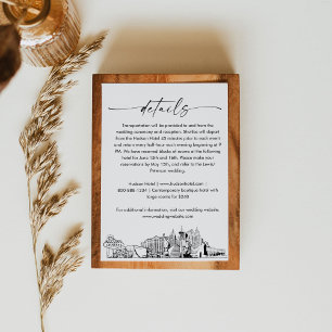 Las Vegas Skyline Wedding Details Card, 3.5x5 Enclosure Card