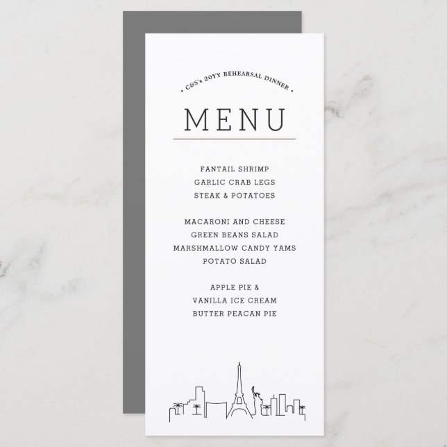 Las Vegas Skyline | Wedding Event Dinner Menu (Front/Back)